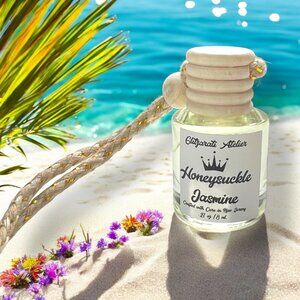 Honeysuckle Jasmine Hanging Glass Car Oil Diffuser Freshener 8ml